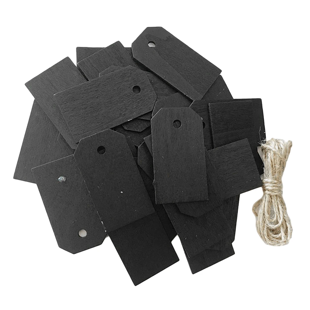 25pcs Wood Wedding Xmas Wish Tree Pendant Gift Tags Hanging Label Blackboard | Дом и сад