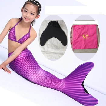 

One Piece Swimsuit Thicken Lycra Swimwear Ankle + Fishtail Mermaid Coloful Swimsuit Children's Cosplay Kids Swimming Flipper