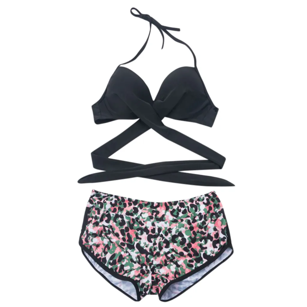 JAYCOSIN triangle split sexy bikini swimwear women summer camouflage print two-piece bikini fashion beach halter strap swimwear 