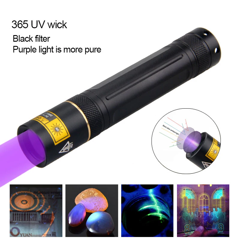UV Flashlight Ultra Violet Light With Zoom Function Mini UV Black Light Pet Urine Stains Detector Scorpion Use 18650 battery