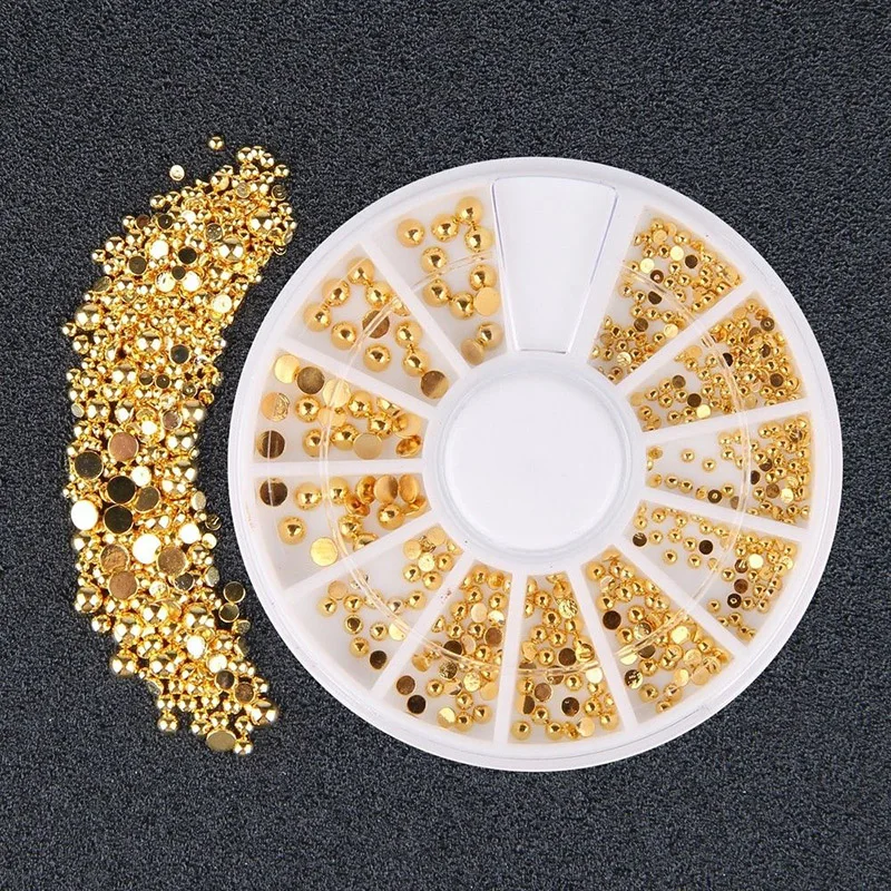 

1 Wheel Gold Nail Art Glitter 3D Stones Nageldesign DIY Nail Art Decoration Nail Decorations Crystal Strass AB Stones