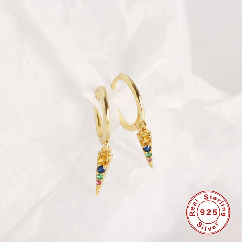 

Luxury Female Crystal Zircon Stone Earrings 925 Sterling Silver Gold Rainbow Jewelry Romantic Boho Stud Earrings For Girls A30