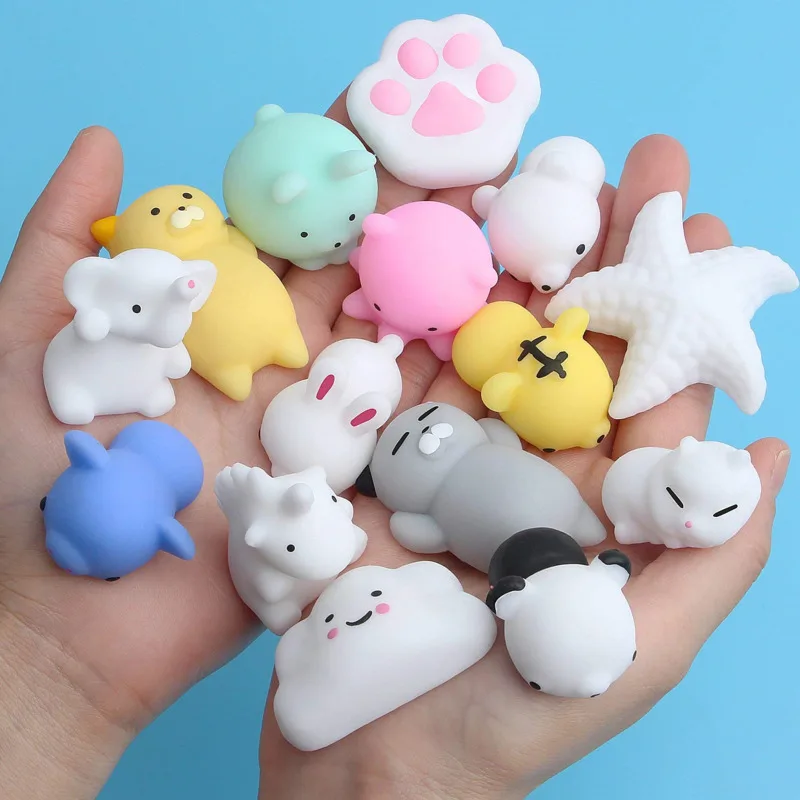 

10Pcs All Different Cute Mochi Squishy Slow Rising Squeeze Antistress Toys For Children Adults Kawaii Animal Stress Relief Toys