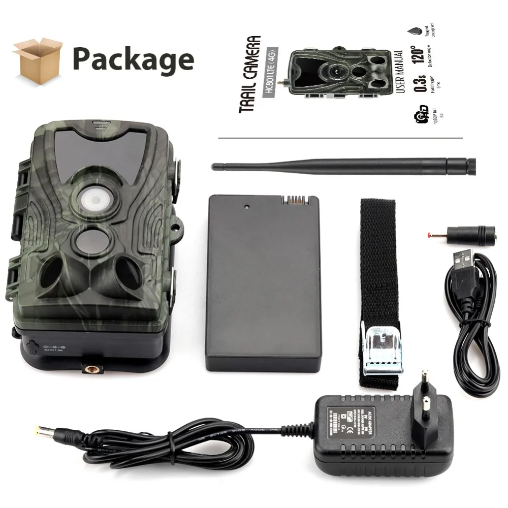 4G FTP MMS SMS SMTP Email Mobile Trail Hunting Camera HC801LTE Night Vision Cellular Wildlife Cameras 5000Mah Lithium Battery