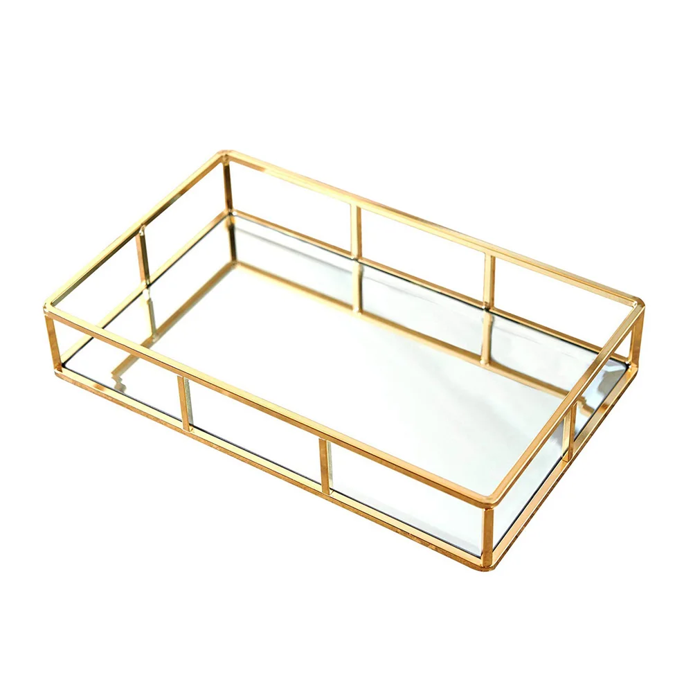 

Plate Home Fruit Rectangle Perfume Decorative Organizer Nordic Style Jewelry Display Makeup Glass Dessert Bathroom Storage Tray