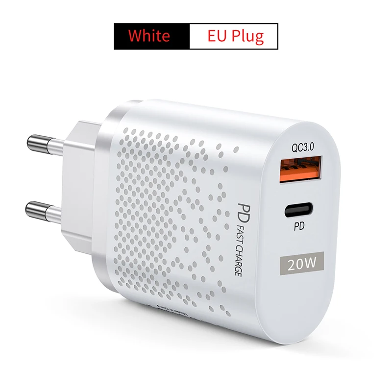 20W PD USB Wall Charger Dual Port USB Type C Fast Charging Adapter QC3.0 Mobile Phone Quick Charger For iPhone 12 11 Xiaomi 11 usb charger Chargers