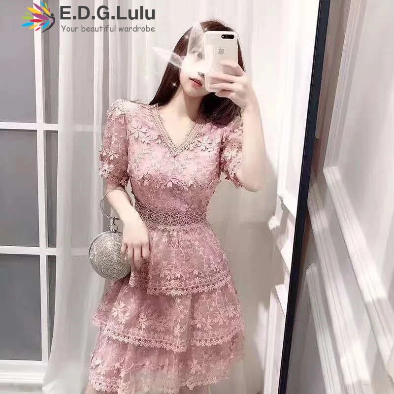 lacy light pink dress