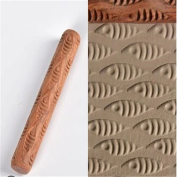 

pottery tools wood rolling pins caving scraping tool Texture Roll Pressed Printing Texture Polymer Clay Ceramic tools