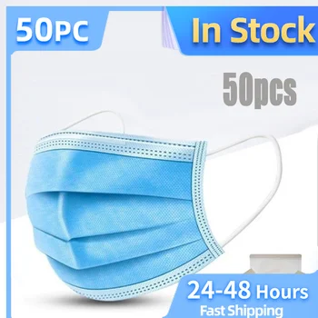 

Fast Shiping Purifying Face Mask Cover 3 Layer Mouth Filter Masks Solid 50pcs Breathable Facemask ForMascarillas Desechables