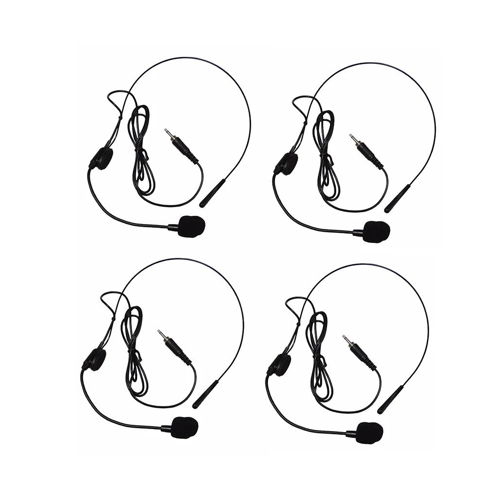pro audio wireless 4 channel uhf headset lapels mic system microphone