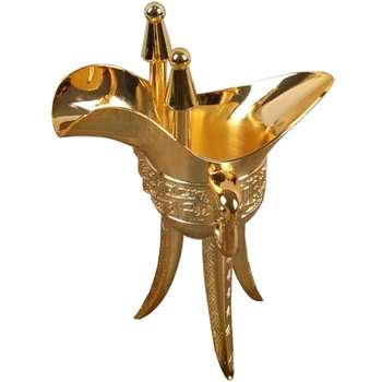 

Golden Jue Cup Wine Glass Antique White Wine Cup Chinese Style Cup Goblet Metal Cup Ancient Style Wine Cellar