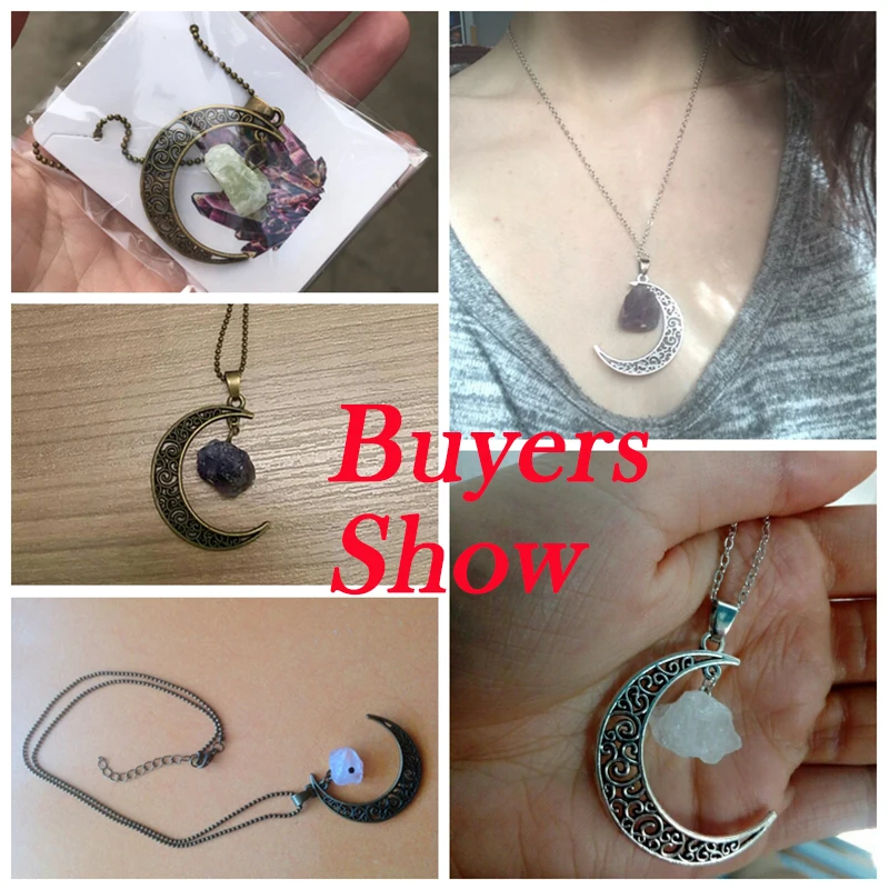 Винтажное ожерелье в форме Луны Необычные искусственные камни Разноцветные