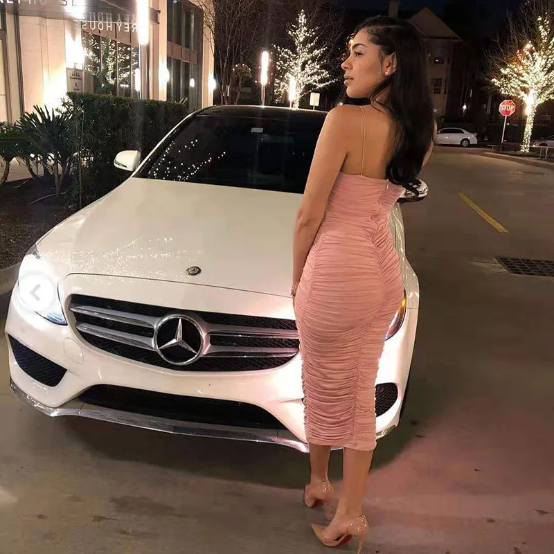 2019 Off Shoulder draped Midi Dress Clubwear Wear To Party vestito donna elegant sheath Part Dress Club stripper costume