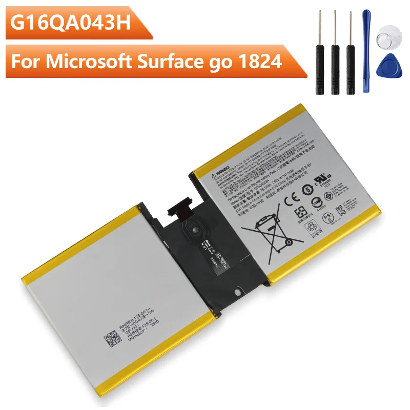 

Original Replacement Battery G16QA043H For Microsoft Surface go 1824 Authentic Rechargeable Battery 3411mAh With Free Tools