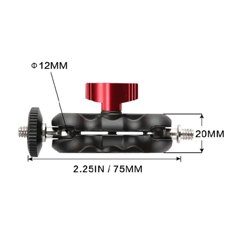 New Double Ball Head Shoe Mount Adapter Magic Arm 1/4" Screw Portable GPS Phone LCD Monitor DV Video Light DSLR Camera