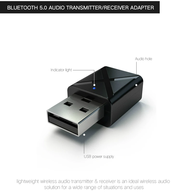 Antoksky Bluetooth 5,0 аудио приемник передатчик мини стерео Bluetooth AUX RCA USB 3,5 мм разъем для ТВ ПК автомобильный комплект беспроводной адаптер