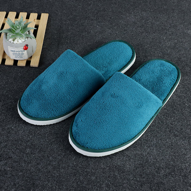 Womens Fur Slippers Disposable Solid Color Slippers Multi-colored Hotel Slippers Coral Fleece  Non-slip All-inclusive Shoes