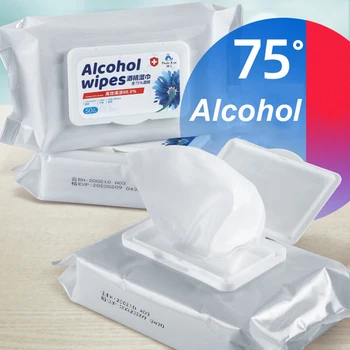 

50Pcs/Bag 75% Alcohol Cotton Wipes Disinfecting Alcohol Wipes Skin Cleaning Bacteria Disinfection Wipes Disposable Hand Wipes