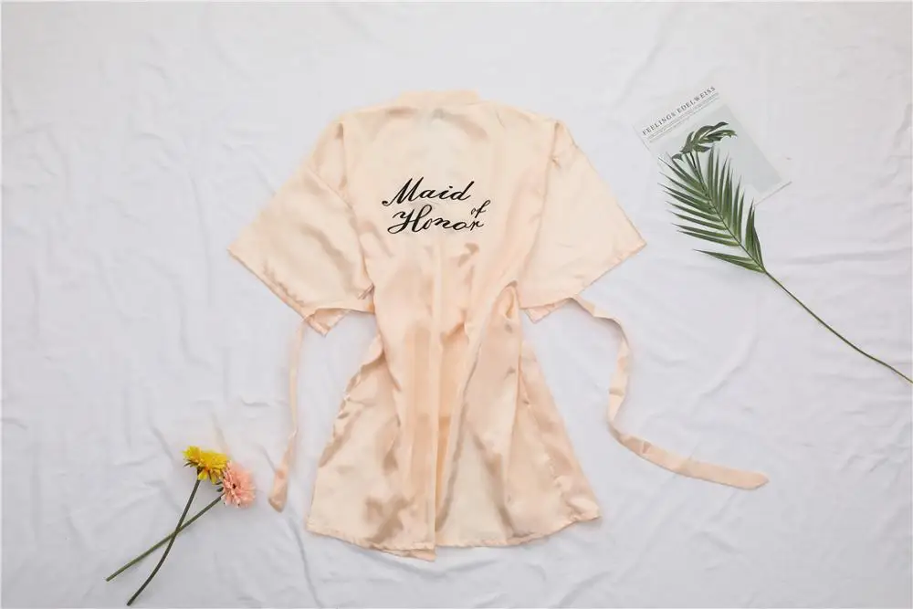 Maid of Honour Китайский халат для женщин, из искусственного шелка халаты для невесты вышивка невесты кимоно для невесты халат платье Сексуальное мини Ночная рубашка Пижама - Цвет: Maid of Honour