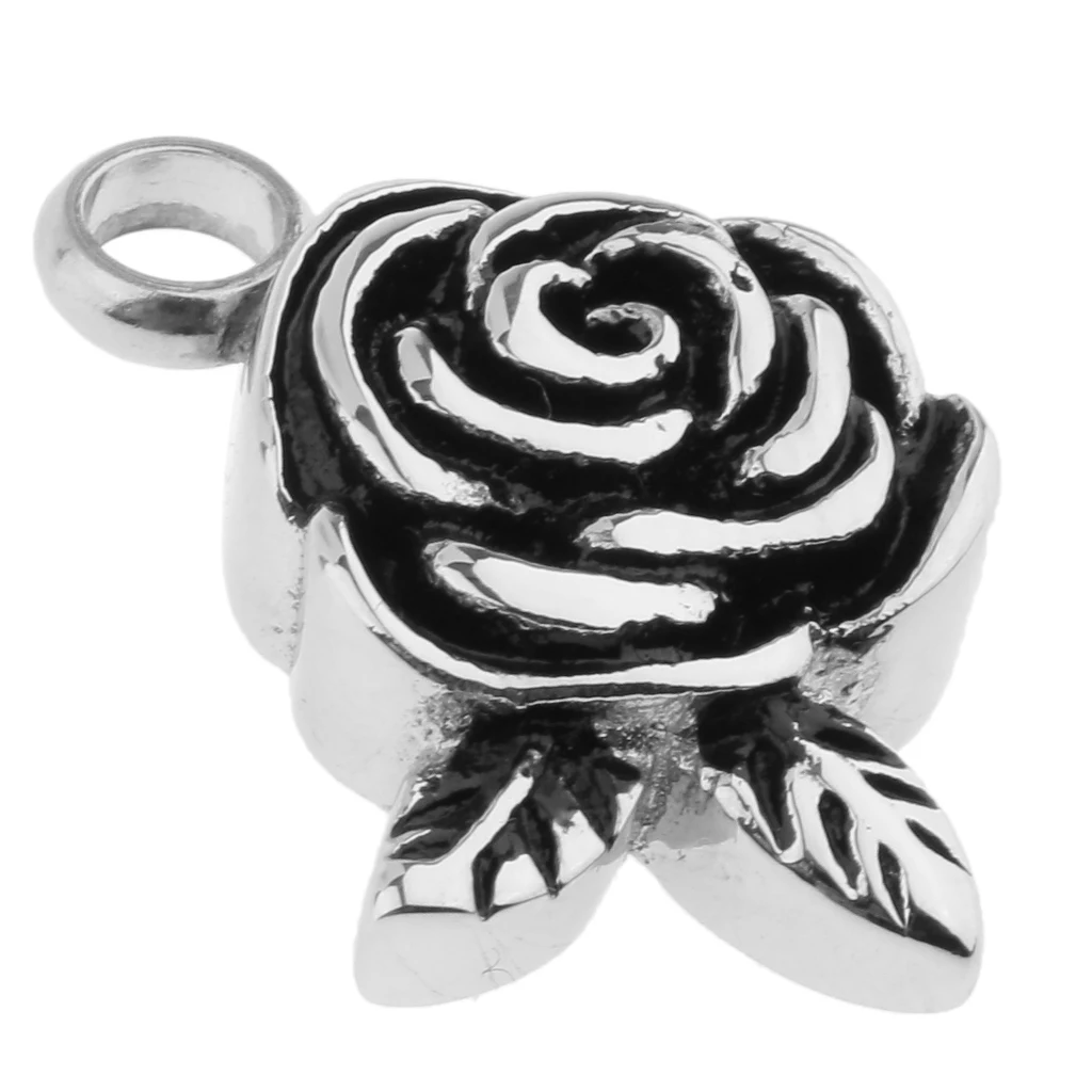 Men Women Ash Urn Pet Human Rose Flower Casket Stainless Steel Jewelry