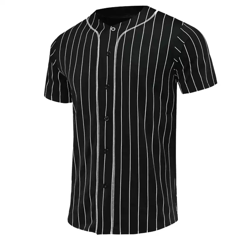 black and white striped baseball jersey