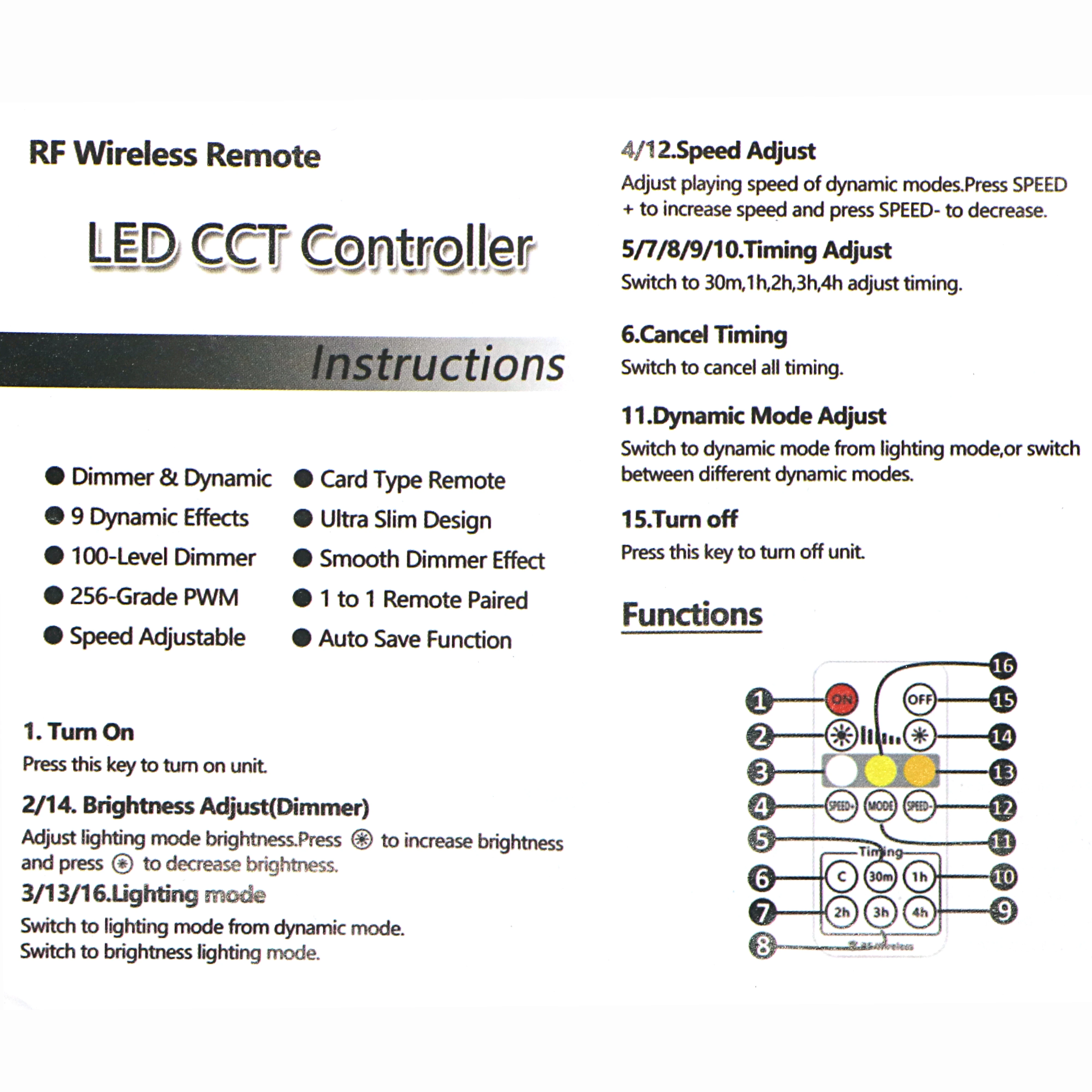 SZYOUMY DC5-24V CCT светодиодный контроллер 16key Rf беспроводной пульт дистанционного управления синхронизации для 3528 5050 светодиодные ленты