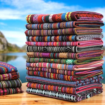 

50x150cm Ethnic Style Cotton Linen Retro Bohemia fabric DIY Handmade Textile Sewing Patchwork For Bags Clothes Sofa Table cloth