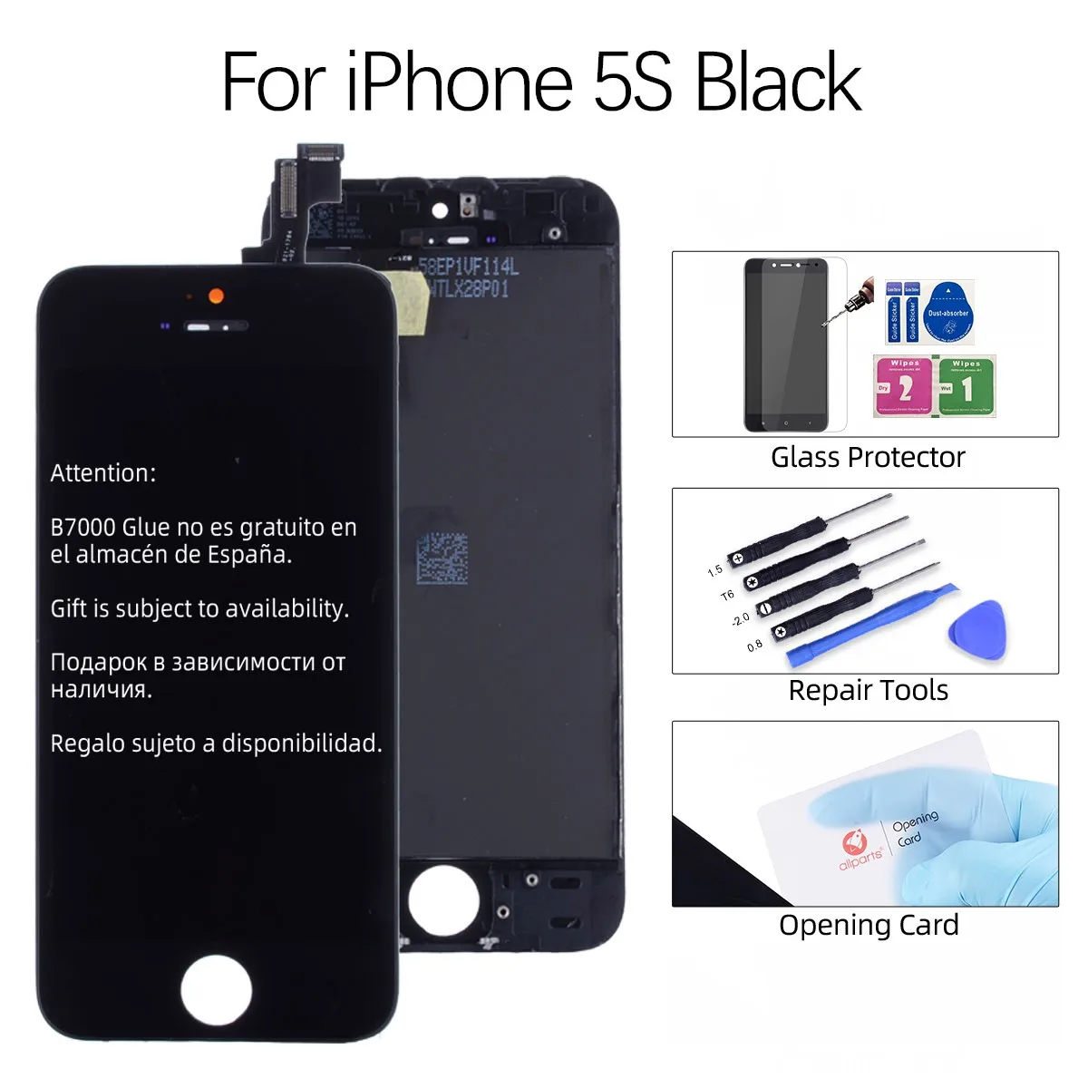 Дисплей для iPhone 5S LCD в сборе с тачскрином на рамке для iPhone 5 LCD 5C 5SE черный белый - Цвет: for iP5S Black