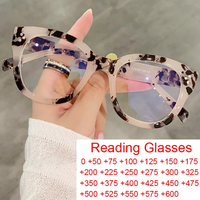 Square Anti Blue Light Hyperopia Reading Women Men Optical Computer Oversized Eyeglasses Frames Prescription +