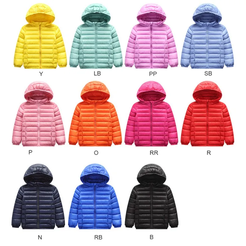 Модные детские куртки, осенне-зимнее легкое пуховое пальто с капюшоном для мальчиков и девочек, теплая Длинная Верхняя одежда для мальчиков, 11 цветов