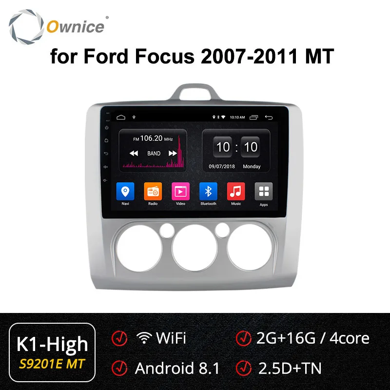 Ownice K1 K2 K3 Octa 8 Core 2 din Android 9,0 авто радио плеер с gps-навигатором для ford focus 2 3 Mk2/Mk3 хэтчбек 2007 - Цвет: S9201MT K1-High