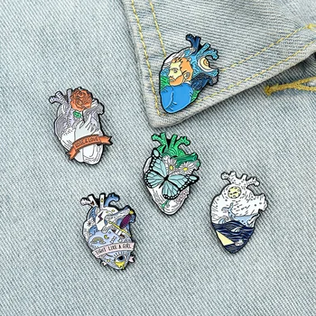 

Heart Space Ocean Whale Rose Girl Power Cartoon Lapel Pins Brooch Metal Badge Vintage Classics Jewelry Gifts Collection