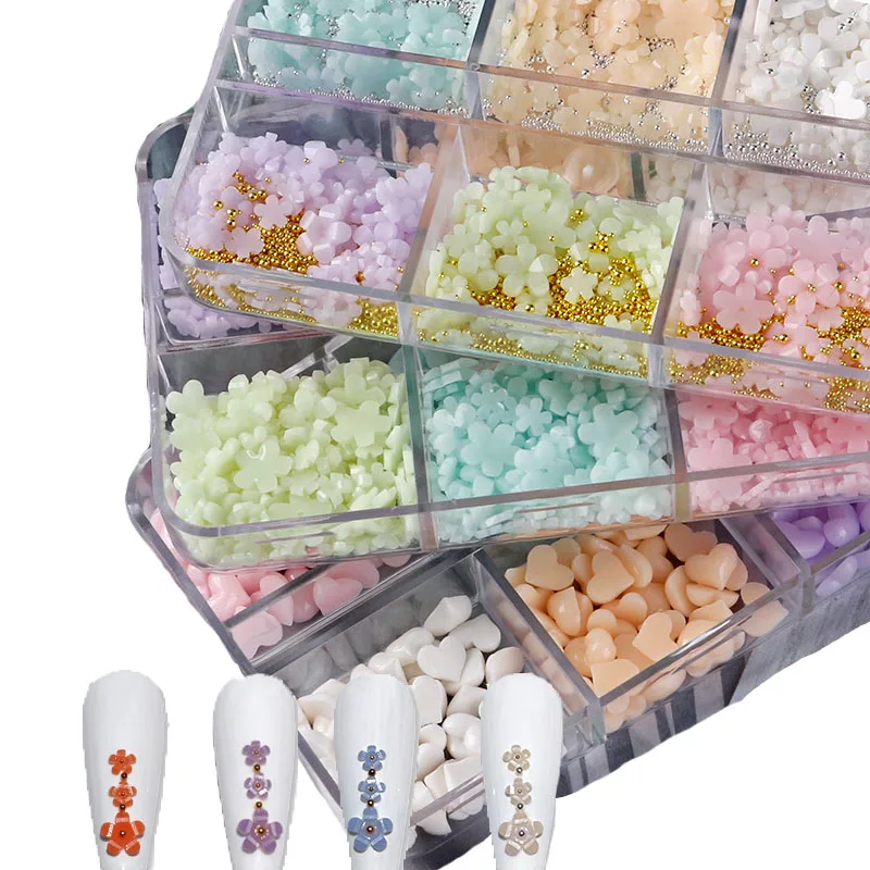 Sun Light UV Sensitive Changing Color Nail Flower 3mm/6mm Floral 12 Grids/Box Art Decorations | Красота и здоровье