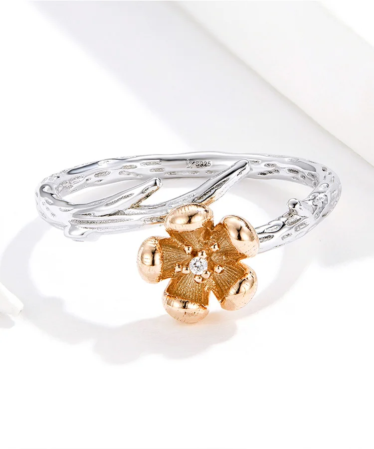 WOSTU, настоящее 925 пробы, серебряное, цветок сливы, кольцо для женщин, циркон, обручальные кольца для влюбленных, модное, уникальное ювелирное изделие CQR599