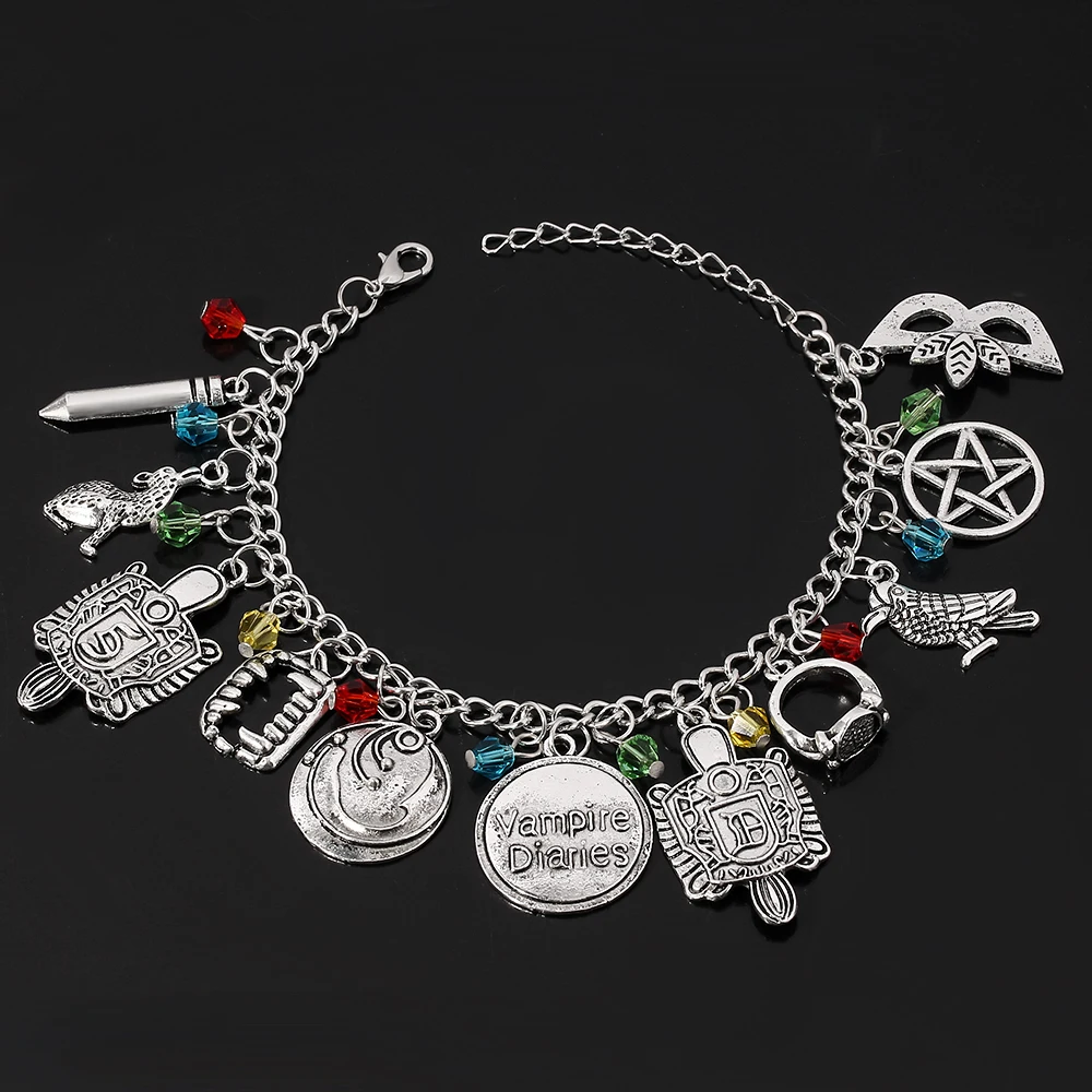 Vampire Diaries Inspired Charm Bracelet Elena Stefan Damon Fandom Gift For Women Pulseira Masculina Supernatural | Украшения и