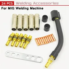

24 Pcs Welding Torch Pipe Mig Welding Tips Nozzle For Binzel 15AK Electrode Cups Soldering Gun Welding Equipment Accessories