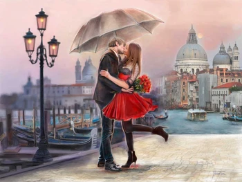 

Romantic Digital Oil Painting By Numbers DIY Framed Deep Kiss Couple Oil Paint Pictures Wall Art Home Decor Unique Gift