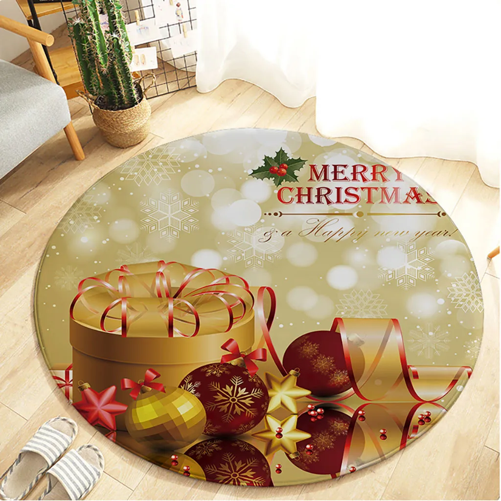 C Merry Christmas напольный коврик круглый коврик кухонный дверной проем напольный коврик ванной 60 см водонепроницаемый домашний коврик T3 - Цвет: C