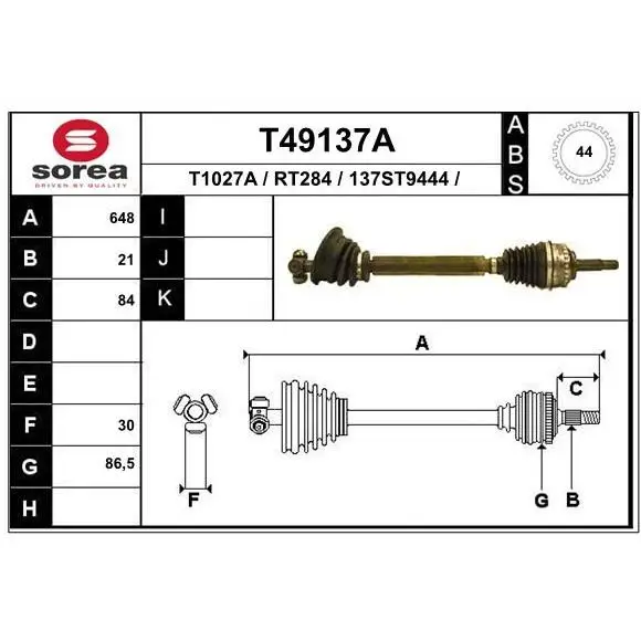 Drive left 648mm ABS/Renault/Megane/Scenic 1.4-2.0 JB1/JC5 | Автомобили и мотоциклы