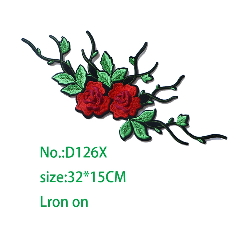 

1 PCS Rose Love Embroidered Iron on Patches for Clothing DIY Stripes Clothes Patchwork Sticker Custom Flowers Badges