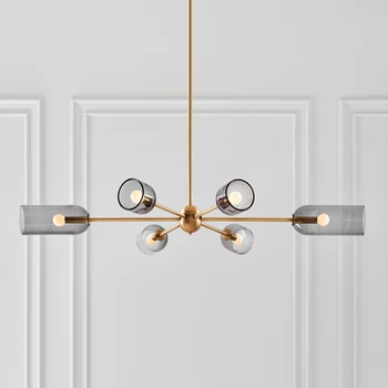 

Hot Nordic Smoke Grey Glass LED chandelier Living Room Dining Room Hanging Lamp cloakroom Decoration Interior lighting fixture