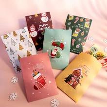 Lot de 12 enveloppes en papier de joyeux noël en forme de cerf, sacs d'emballage de cartes postales pour Invitation de fête de noël