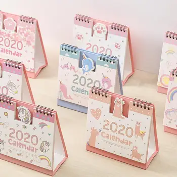 

500pcs/lot 2020 Cute Cartoon Hamster Cherry Blossoms Coil Calendar Mini Portable Desk Calendars Daily Schedule Planner
