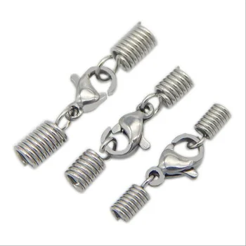 

10pcs/lot Stainless Steel End Caps Lobster Clasps Connectors 2/2.5/3mm End Cap Fit Bracelets Leather Cord Clips DIY Jewelry