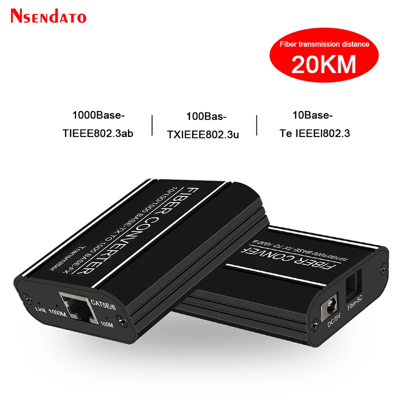 20km Transmission Optical Fiber Transmitter Receiver Transceiver 1000Mbps HD Extender Gigabit Ethernet Transfer Switch Converter |