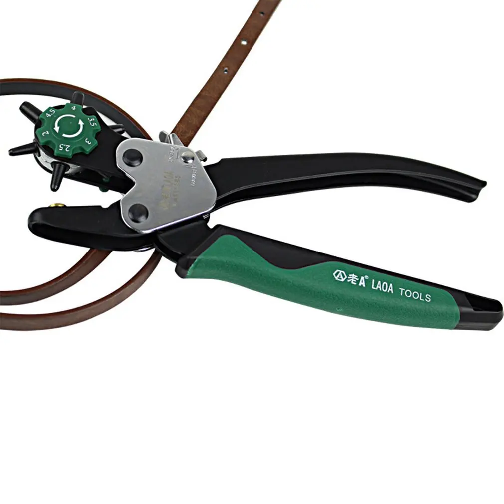 LAOA Sewing Leather Canvas Belt Punch Tool Snap Pliers Guitar Pick Puncher Punching Holes on Paper Forceps 6 Size Punch Head