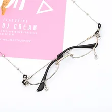 Японский мягкий сестра половина-рамка с цепью очки студенческие вторичный элемент металла с бриллиантами персонализированные очки