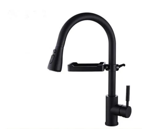 black round Vidric, Новое поступление, выдвижной кухонный кран, черный смеситель для раковины, кран с вращением на 360 градусов, кухонный смеситель, кухонный кран с мылом - Цвет: black round