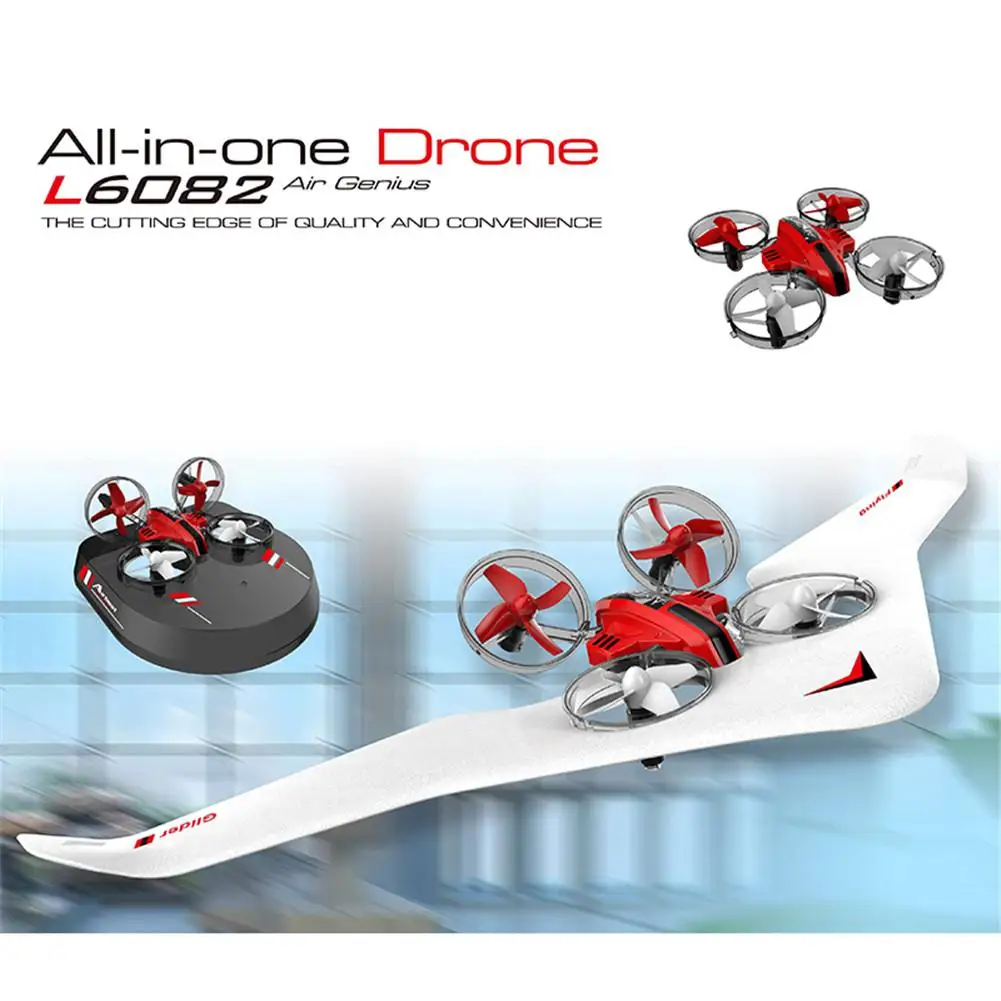 

Kids DIY Fixed Wing 3 In 1 Electric Wireless Control RC Glider Model Toy 2.4G Land Sky Mode Remote Control RC Drone Hovercraft