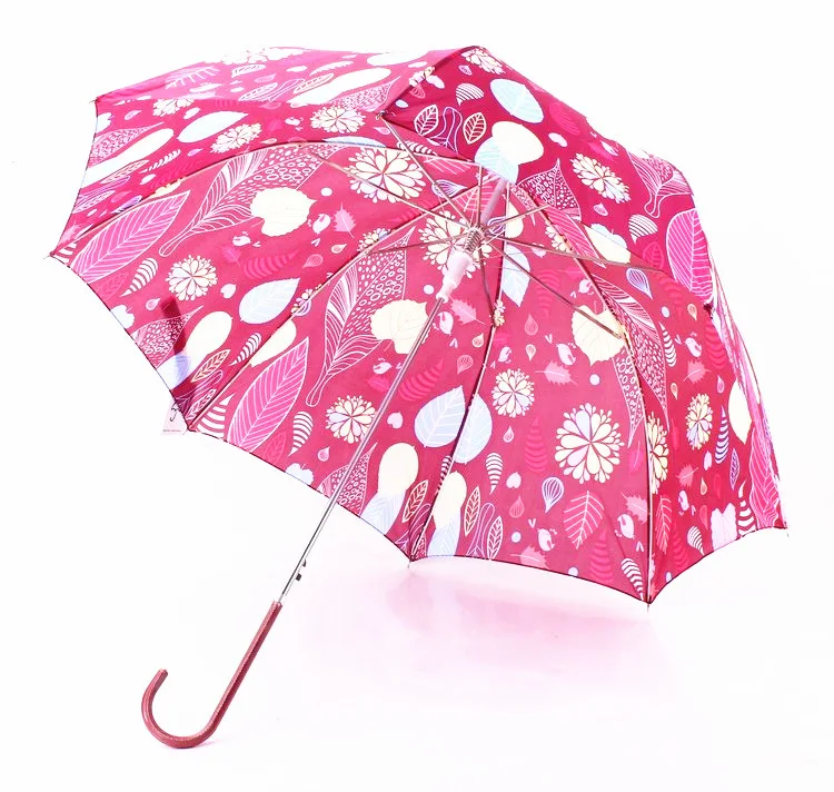 

Rui Kia Straight Pole Long Umbrella Leaves Flower Long Umbrella New Style Korean-Style Apollo Vaulted All-Weather Umbrella